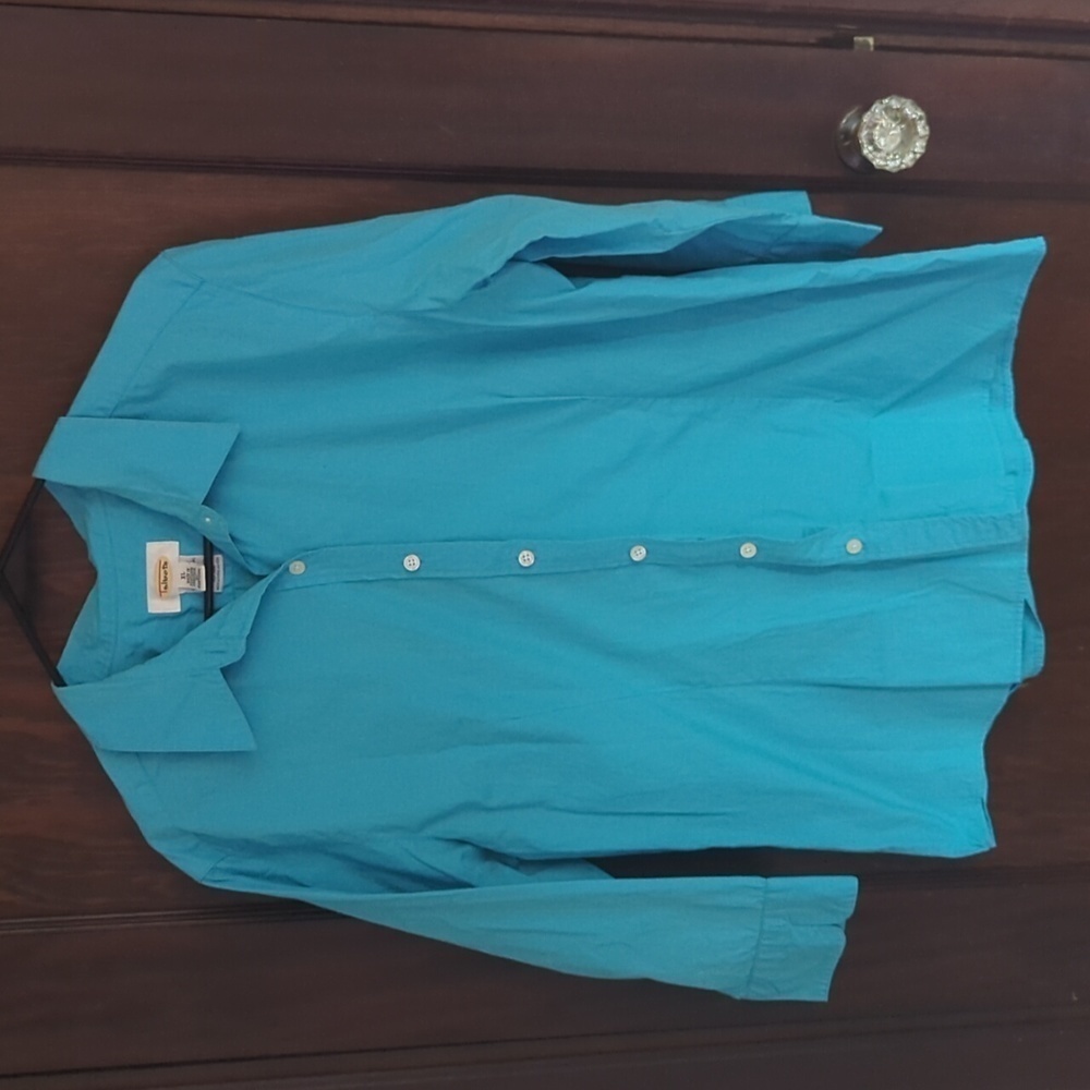 Talbots Blue 3/4 Sleeve Button Down Shirt Size XL
